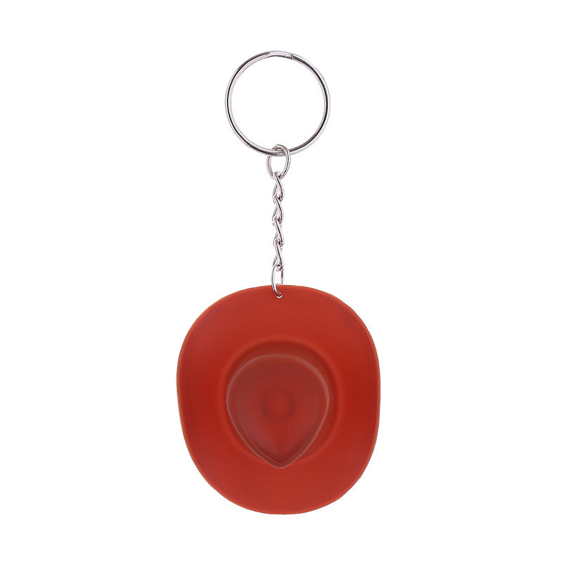 Wholesale Western Style Colorful Cow Pattern Cowboy Hat Plastic Keychain